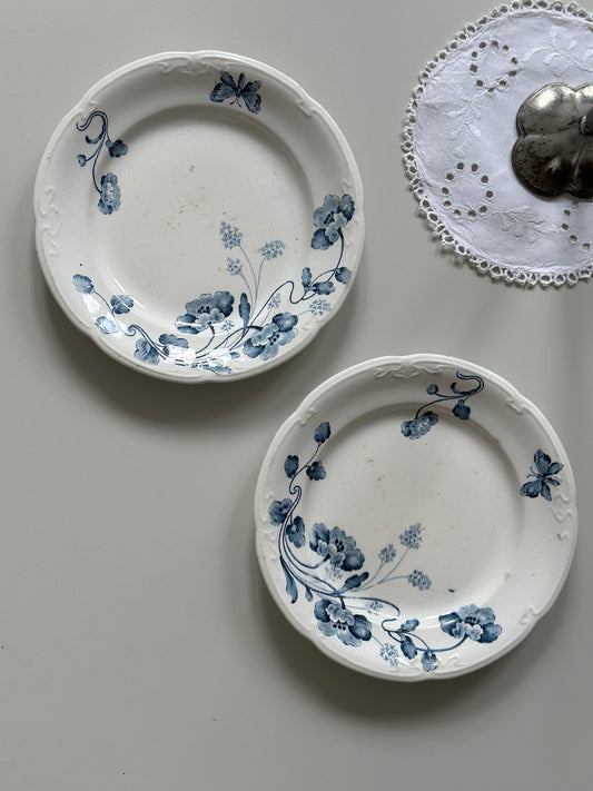 Spisetallerkner med blå blomster