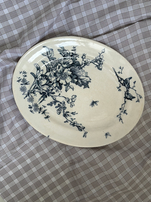 Aluminia fad med blå blomster