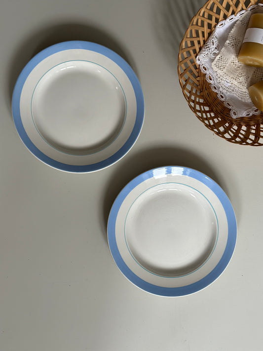 middagstallerkner med blå kant