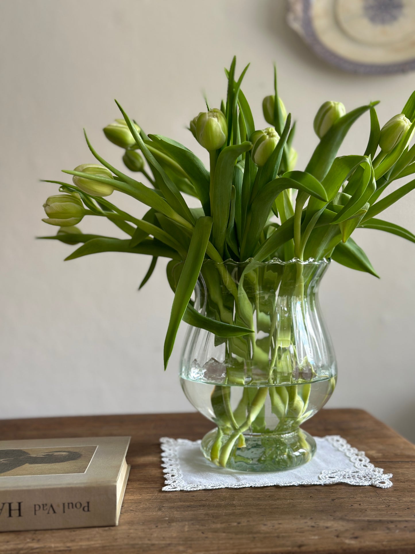 Swirl glasvase på fod